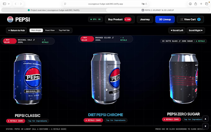 provide a modern 3d product showcase website