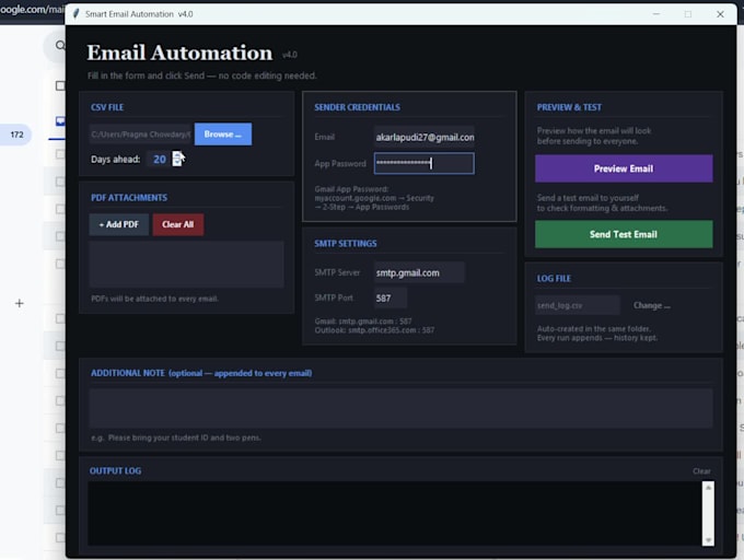 build a python email automation system for bulk sending and scheduling