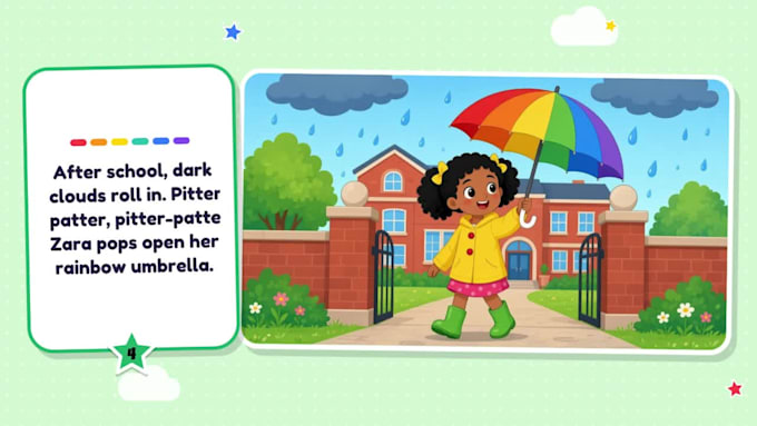 create a colorful ai children storybook illustration and a KDP ready kids book