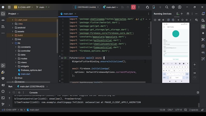 build flutter chat app with firebase, realtime messaging