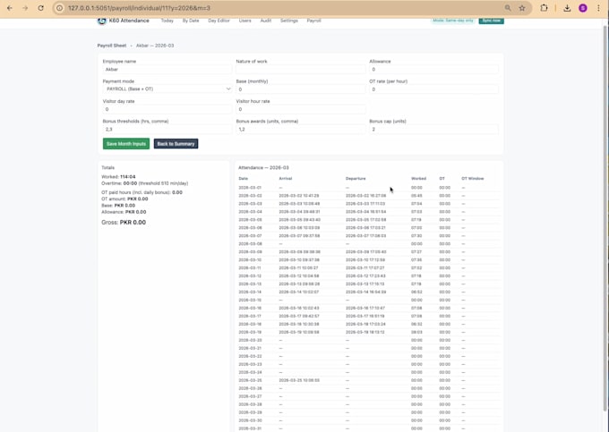 develop attendance payroll management system on python
