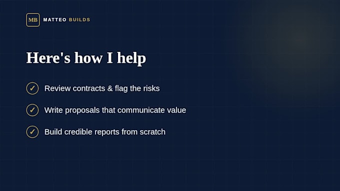 write a business proposal, review your contract or create a professional report