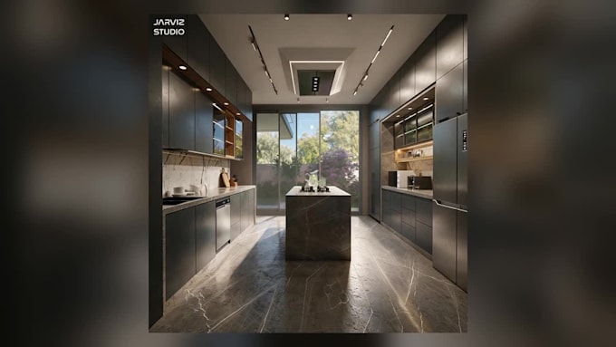 create realistic 3d kitchen and bathroom interior rendering