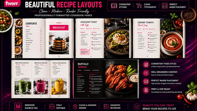 professionally format your cookbook for KDP, print and ebook