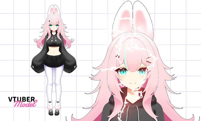 draw a cute custom live2d vtuber model art for you