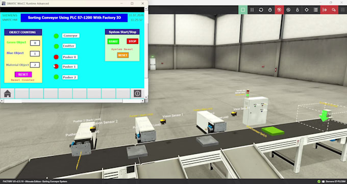 design plc conveyor automation with hmi and factory io simulation