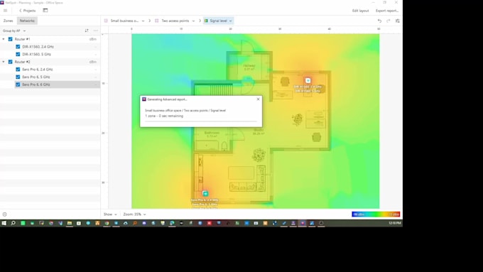 perform a remote wifi design and coverage heatmap analysis