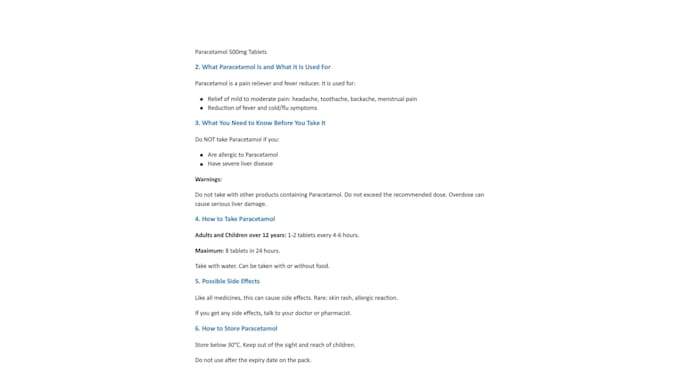 write pil,drug leaflet and medication guide