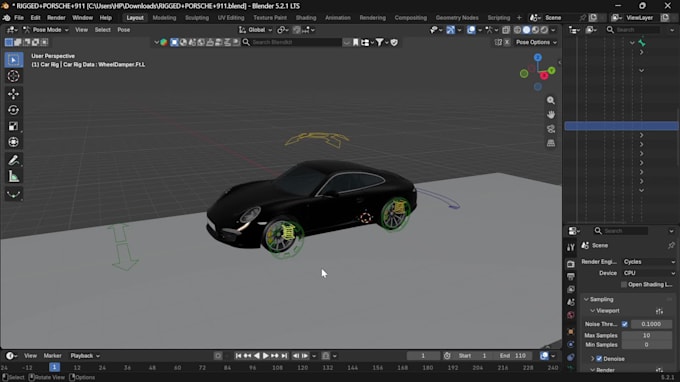 do c4d rigging and blender rigging with clean rig controls