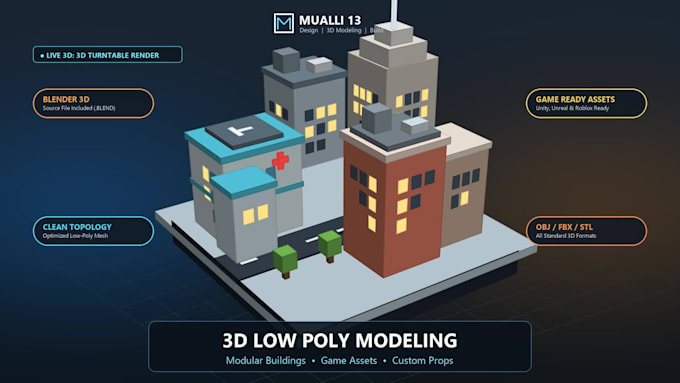 create 3d models and game assets for unity or unreal