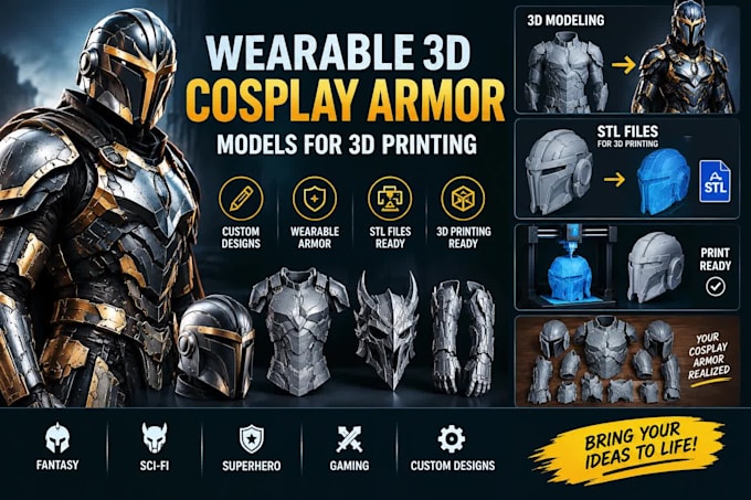 create wearable 3d cosplay armor models for 3d printing