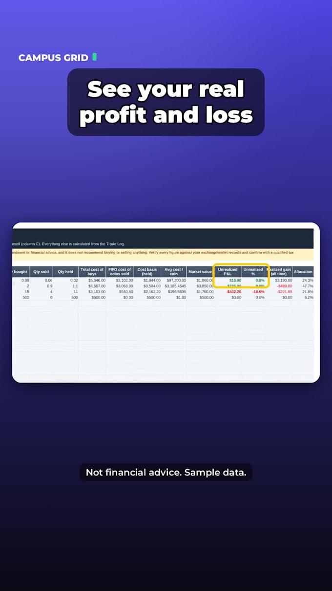 set up a custom crypto portfolio and fifo cost basis tracker in sheets