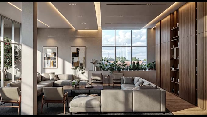 design photorealistic modern interior 3d rendering