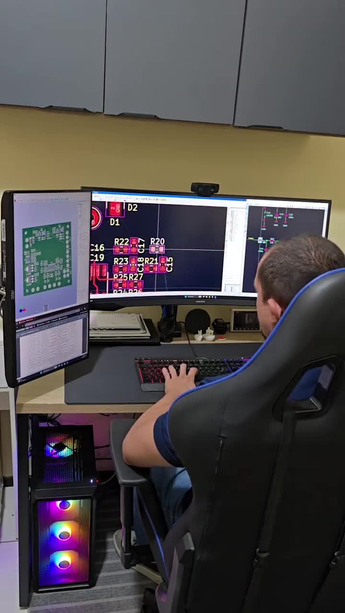 design printed circuit board schematic write firmware pcb design