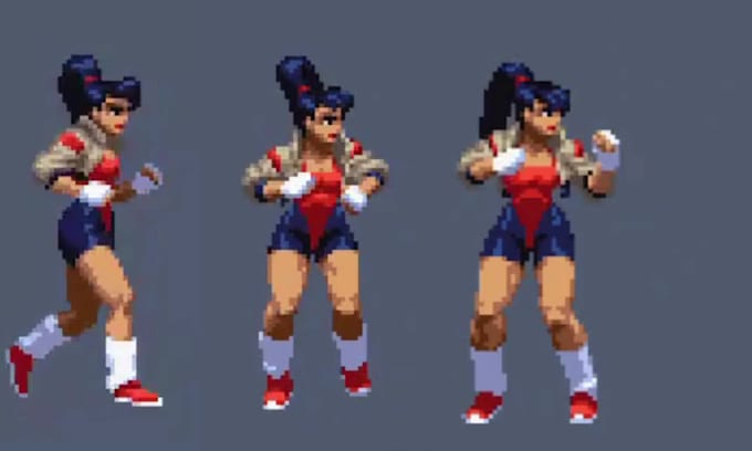 draw pixel art character and 2d sprite sheet pixel art animation