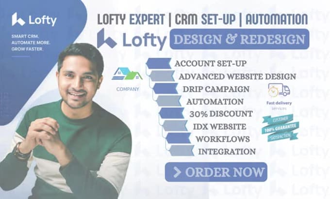 design lofty website CRM, custom website design, CRM integration and development