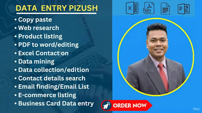 do restaurant menu data entry or web research, pdf to excel