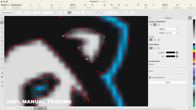 manual and complex vector tracing for screen printing or laser cut