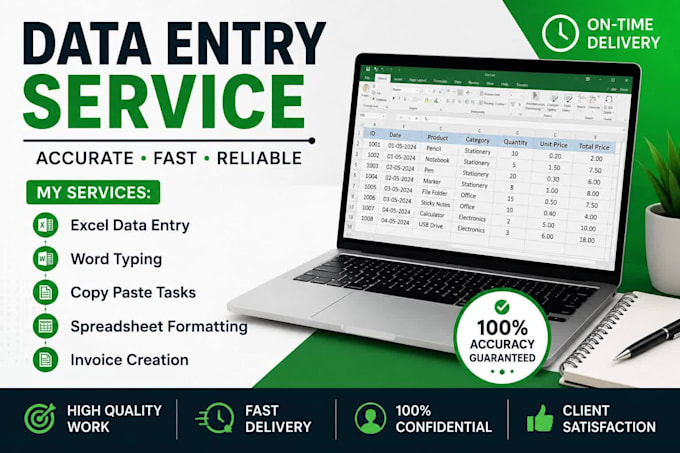 do data entry, excel invoice, copy paste and word work