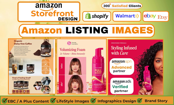 design amazon brand storefront, ebc brand story, fba product listing images