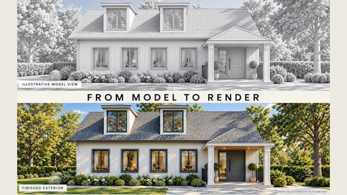 create realistic 3d exterior renders for houses and villas
