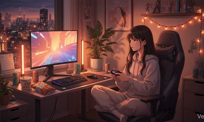 design custom lofi loop animations lofi girl artwork and aesthetic animated gifs