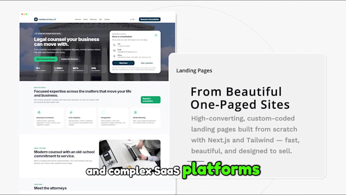 code a custom, modern, and clean landing page