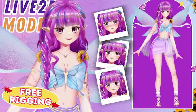 design and rig live2d vtuber model, 2d anime vtuber model, live2d vtuber rigging