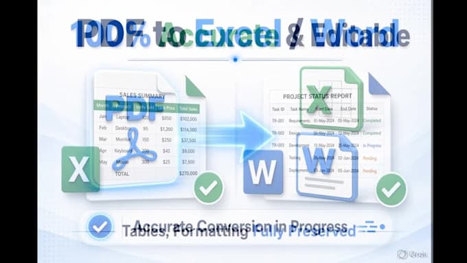 convert PDF to excel, word or editable documents accurately