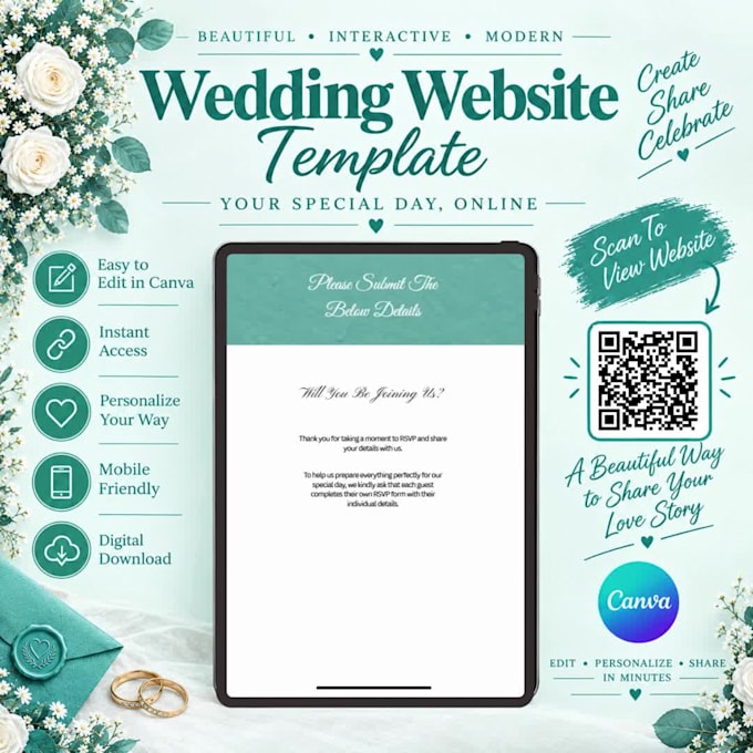 create a canva wedding website with rsvp