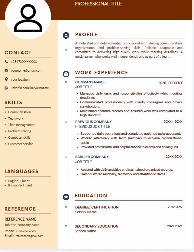 design a professional CV resume in canva