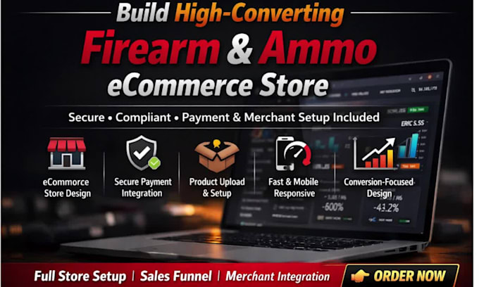 build firearm and ammunition ecommerce website merchant account setup