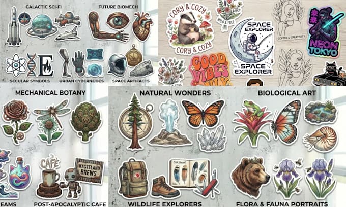 design custom stickers, vector stickers and badge logo
