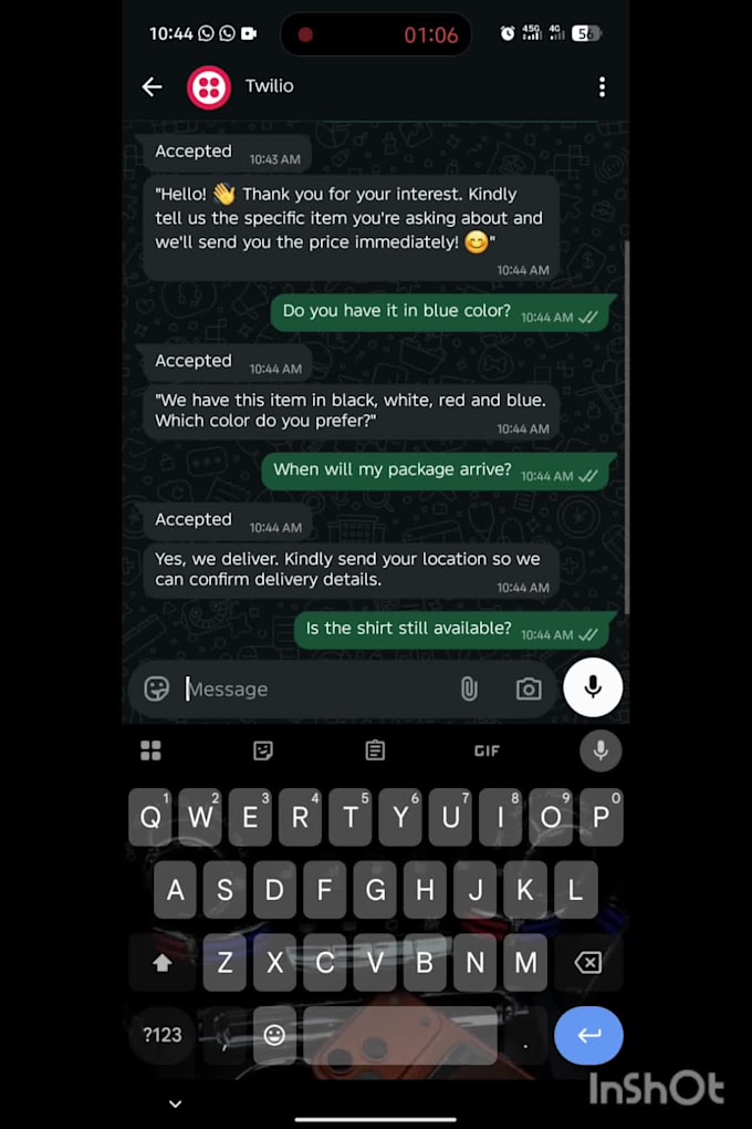 build a whatsapp or telegram order bot for automation