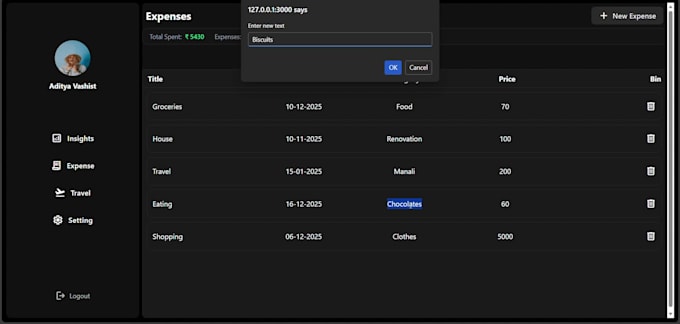 build a modern multiuser expense tracker web app with charts