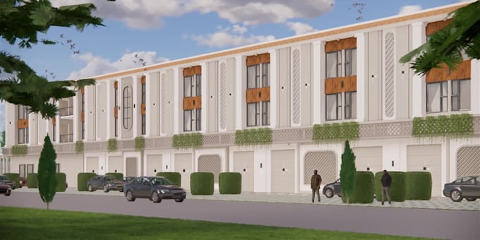 design a modern 3d front elevation and 2d floor plan