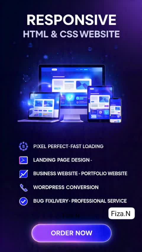 create responsive HTML CSS website with clean code