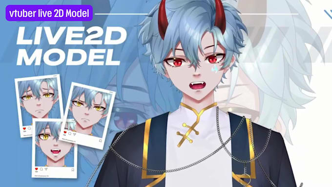 draw live2d vtuber model with rigging anime vtuber commission  for vtube studio