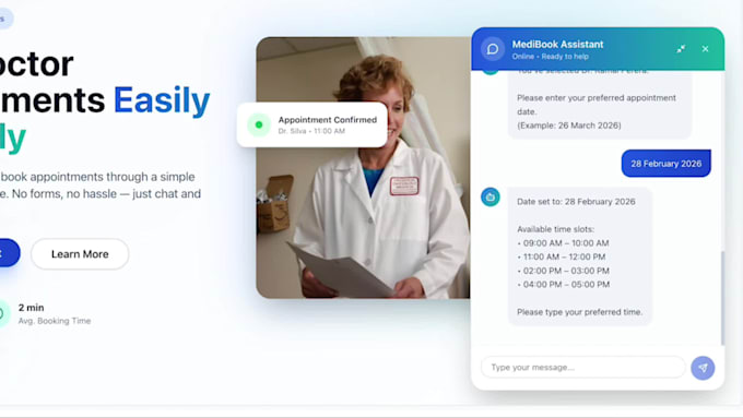 build ai chatbot, appointment booking, customer support