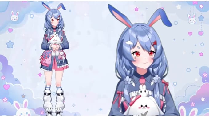 create 2d vtuber model live2d rigging chibi avatar  png tuber mmd vtuber model