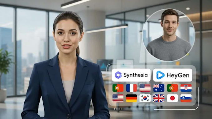 create online courses training video ai presenter with synthesia heygen
