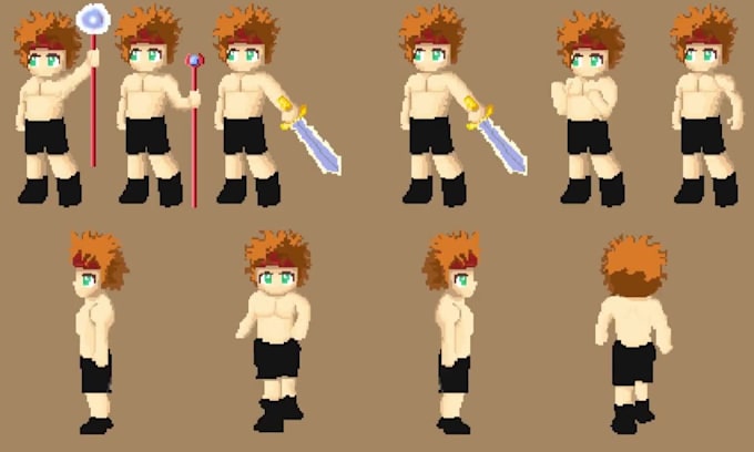 create pixel art characters, game icons, UI using rpgmaker mv mz for game assets