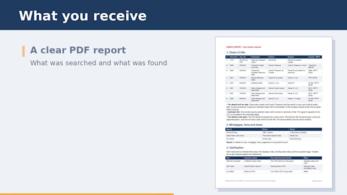 do lien search, judgment and tax check on any US property before auction