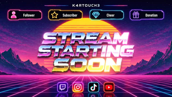 design an animated synthwave stream overlay with live alerts