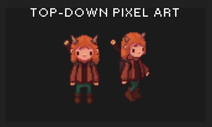 design top down pixel art characters and 4 way animations