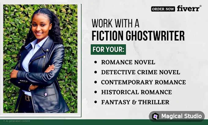 be your fiction ghostwriter and ghost write your romance, crime novel