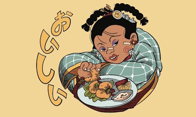 draw retro japanese style illustration