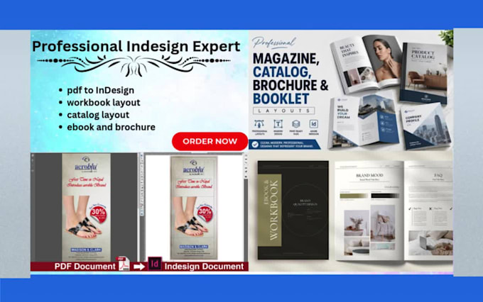 Do pdf to indesign conversion,workbook layout,catalog layout,ebook and ...