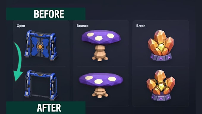 create and animate custom game assets, props, and objects