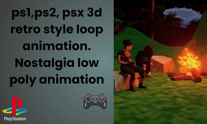 create ps1 ps2 n64 low poly loop animation in retro 3d style